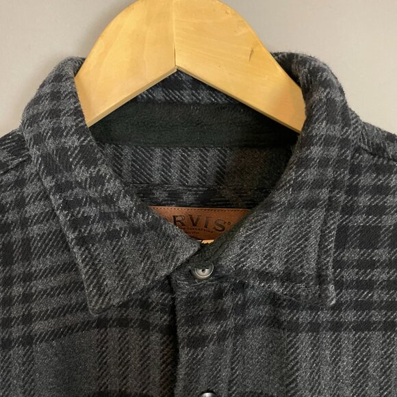 Orvis Plaid Shirt Men Thick‎ Cotton Blend Sz Medium Gray Black Pockets Button-Up - Picture 10 of 10